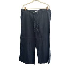 Earth Addict Womens 18? (36W x 27L) Linen Black Drawstring Wide Leg Crop #4269